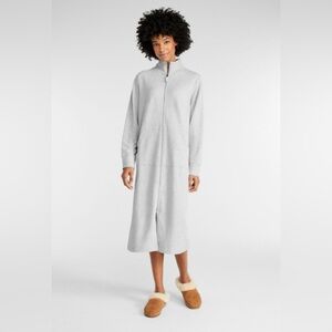 Oscar de la Renta plush fleece zip-front lounger robe light blue/gray size S/M